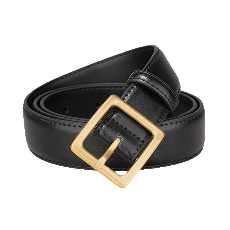 New Genuine Leather Belt for Women with Versatile Pin Buckle Simple Personality with Jeans Texture Belt Casual Niche Belt