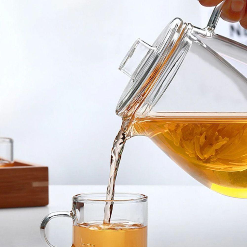 Transparent Tea Cup Set Heat Resistant Flower Teapot Chinese Glass Tea Pot  Puer Tea