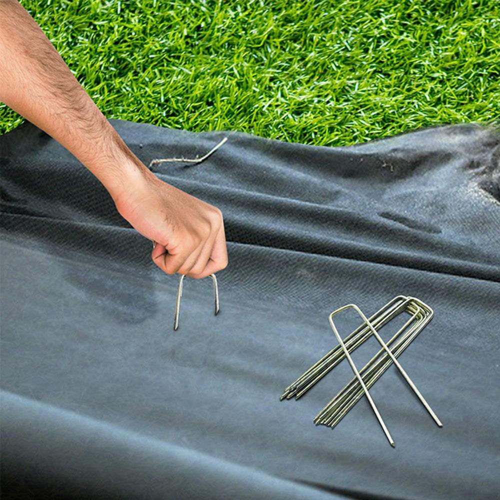 10 יחידות יתדות עוגן קרקע מגולוונות בצורת U, יתדות, סיכות לקיבוע דשא, חווה, מרבד דשא, מחסום עשבים, נוף, בד דשא, רשת