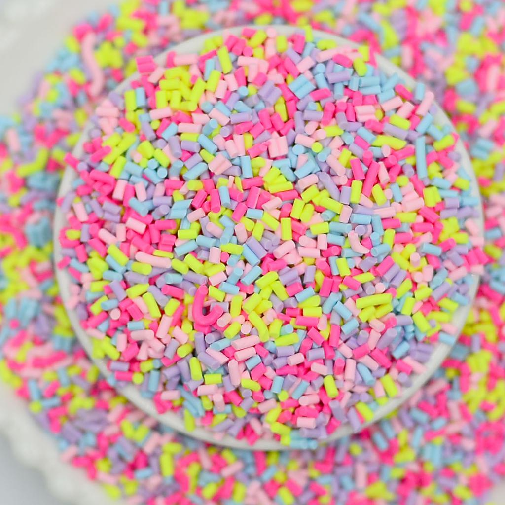 50g/lot Mix Colourful Cylindrical Strip Candy Polymer Clay Slices Sprinkles for DIY Nail Arts Kids  And Slime Filling