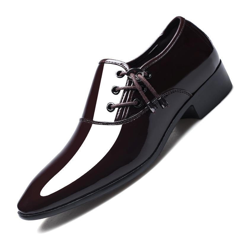 British Men's Leather Shoes Men's Fall Bright Leather Business Formal Work Black Pointed All Metch Men's Shoes