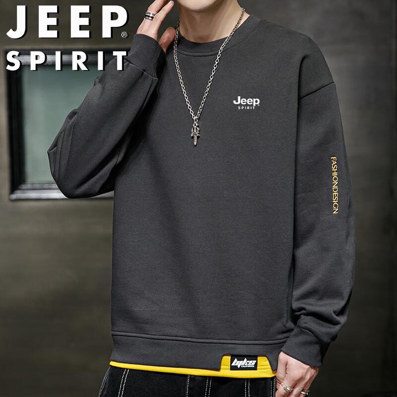 JEEP SPIRIT Męska bluza z długim rękawem i okrągłym dekoltem, casualowa