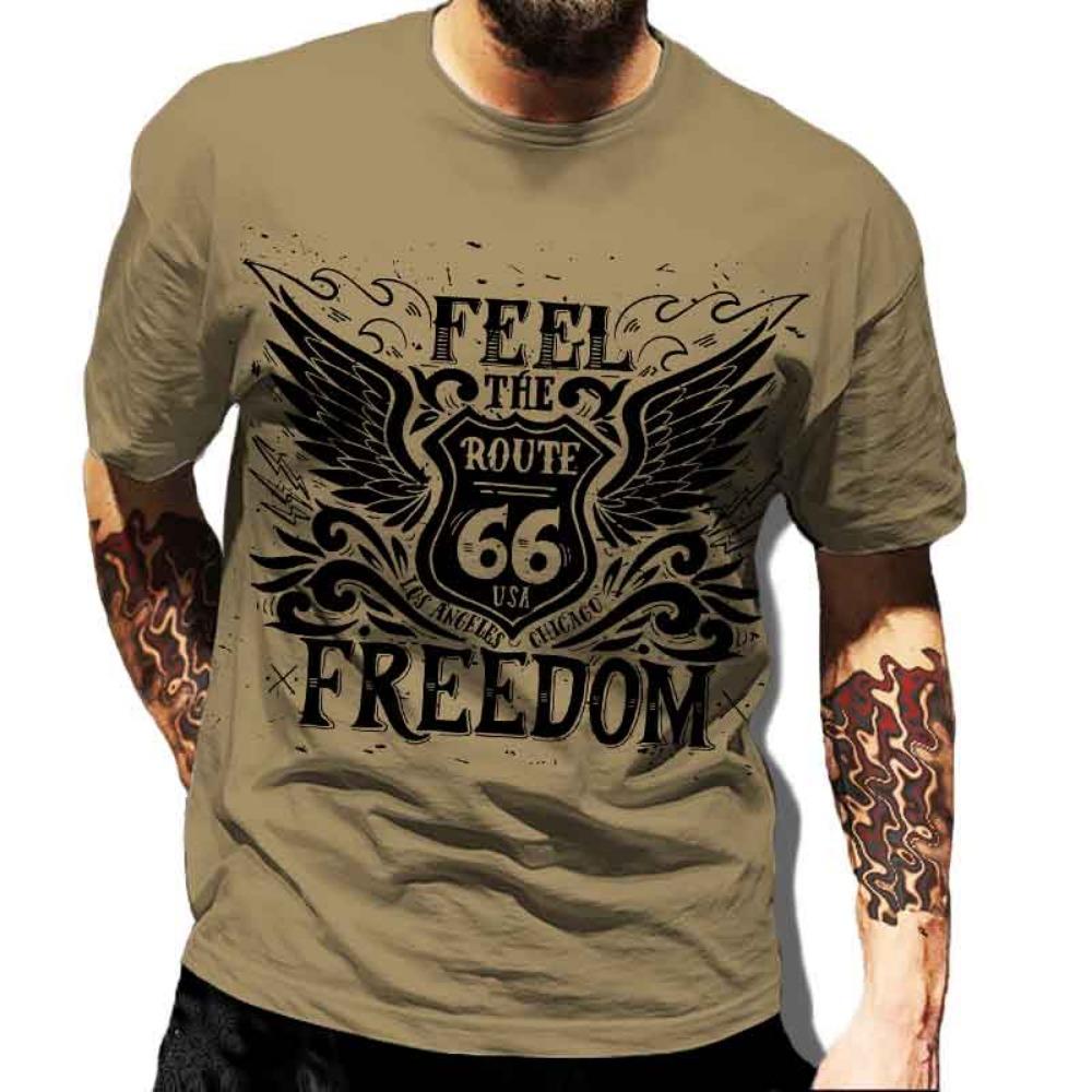 US Route 66 Printed New Men's Vintage T-Shirt European Size Hip-Hop Tops Tee Men Clothes Oversized T Shirt Daily Casual Clothing