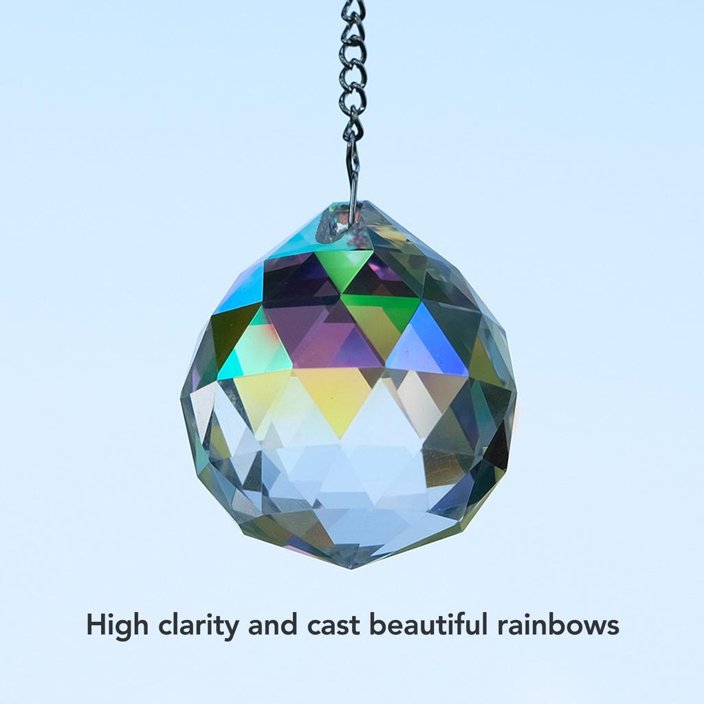 2pcs Crystal Ball Prism Pendant Suncatcher Window Suncatcher Rainow Maker Ornament with Chain for Easy Hanging Colorful