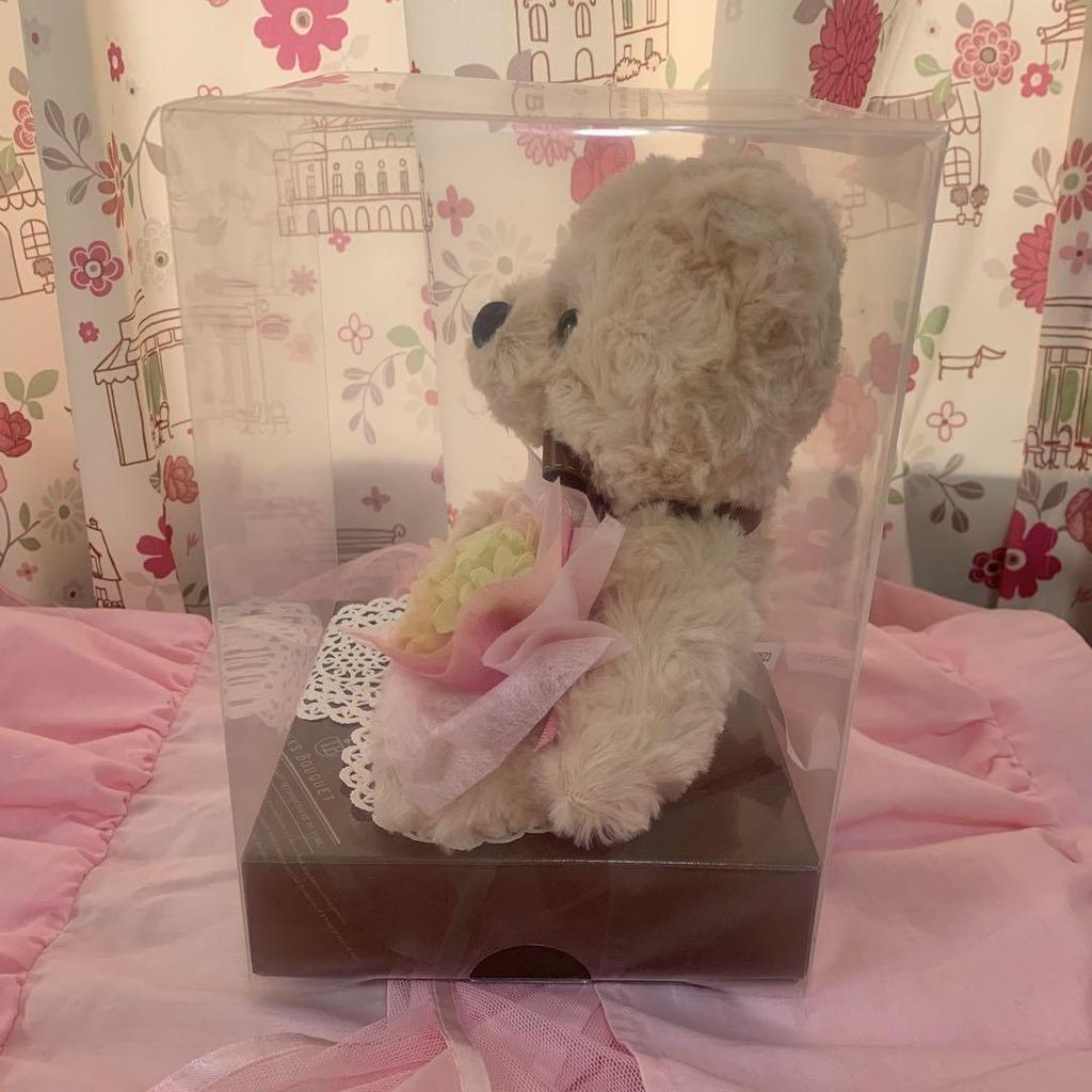 [USED] Teddy Bear Stuffed Animal Interior Preserved Flower Gift Celebration