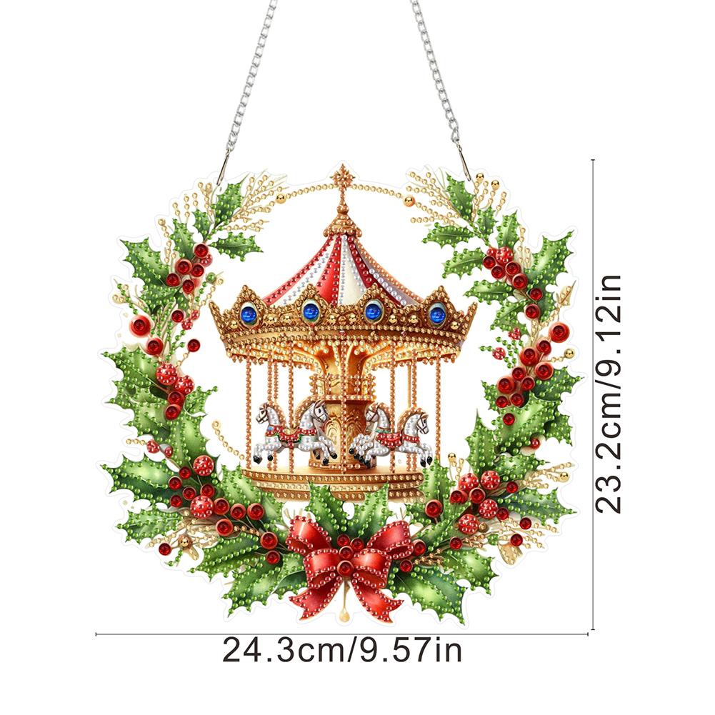 Christmas DIY 2D Flat Acrylic Special Shaped Hanging Diamond Art Kits Diamond Art Pendant for Window Home Garden Wall Door Decor