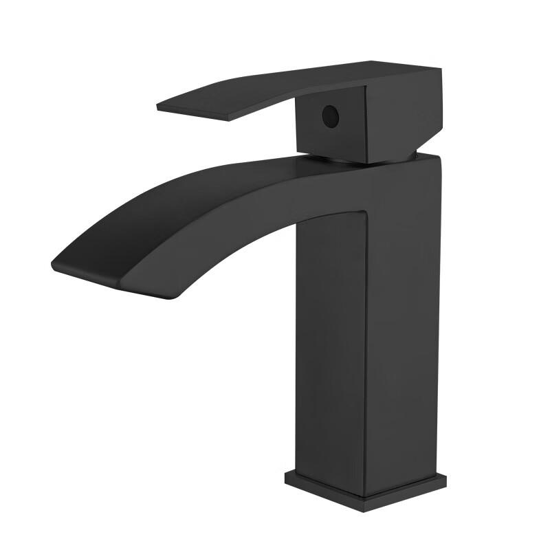 

TLXT Black Square Waterfall Basin Faucet