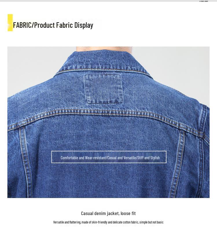 Męska Modna Wysokiej Jakości Luźna Niebieska Kurtka Jeansowa z Klapami - Duży Rozmiar Codzienna Fashion Top
