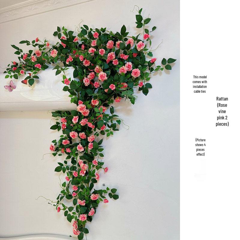 Rose Vine Artificial Flower Decor for Air Conditioner Pipes or Balcony Railings