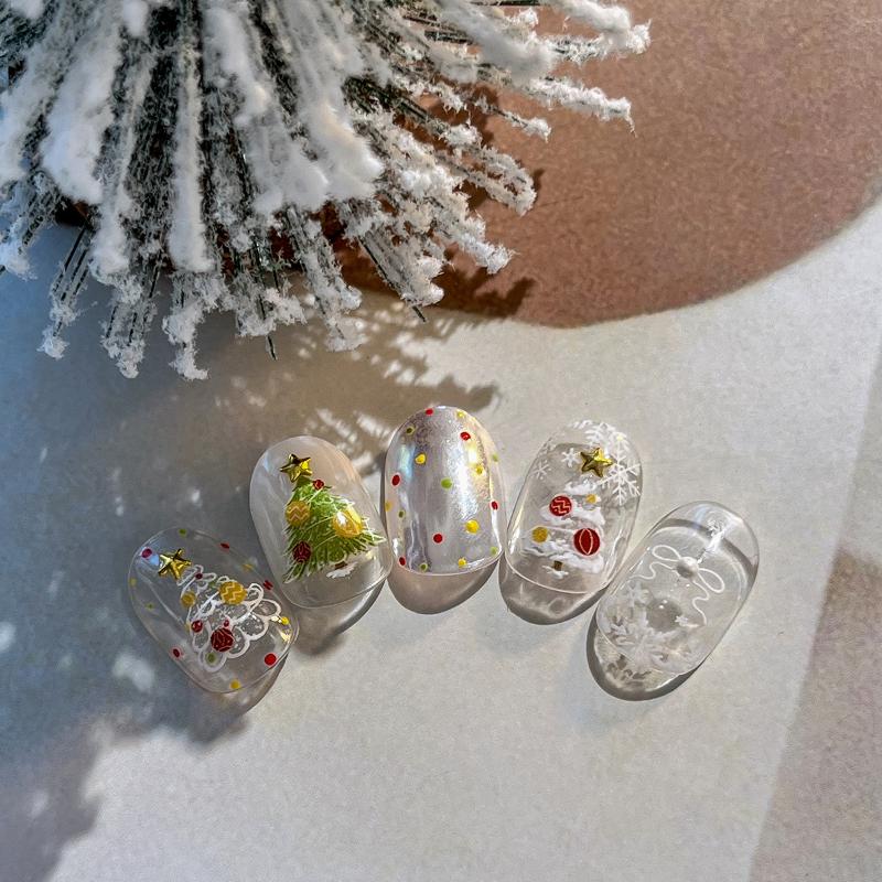 Cute Christmas Snowman Christmas Tree Santa Claus Nail Stickers Kawaii Art Stickers Diy New Year Accessories Manicure Decals