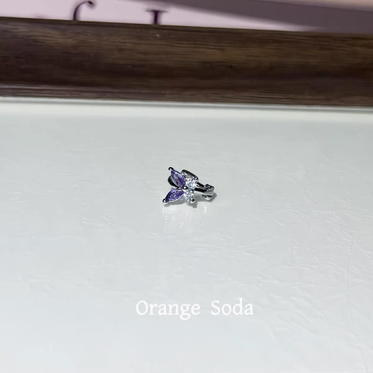 Серьги-гвоздики с фиолетовыми розами и цирконием, с креплением-бабочкой, дизайн в виде капли воды, титановая сталь, хрящевые гвоздики для повседневного ношения