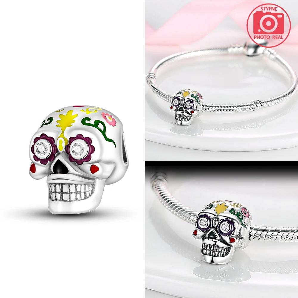 Halloween Skull Beads Silver Colors Charm Beads Fit Original Charms Bracelet Beads for Women Jewelry Making Gifts