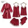 Women's Summer Silk Pajama Set: 5-Piece Long Sleeve, Lace Trim Camisole, Shorts & Pants
