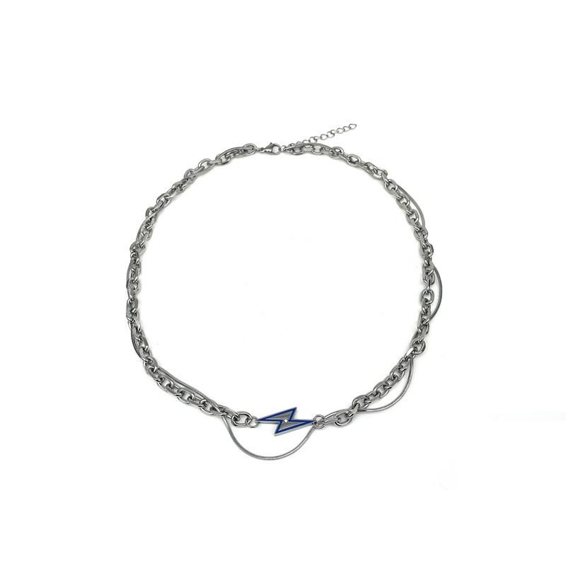Stainless Steel Double Layer Geometric Necklace For Men And Women With Polished Finish