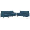 2 Piece Sofa Set with Cushions Blue Velvet