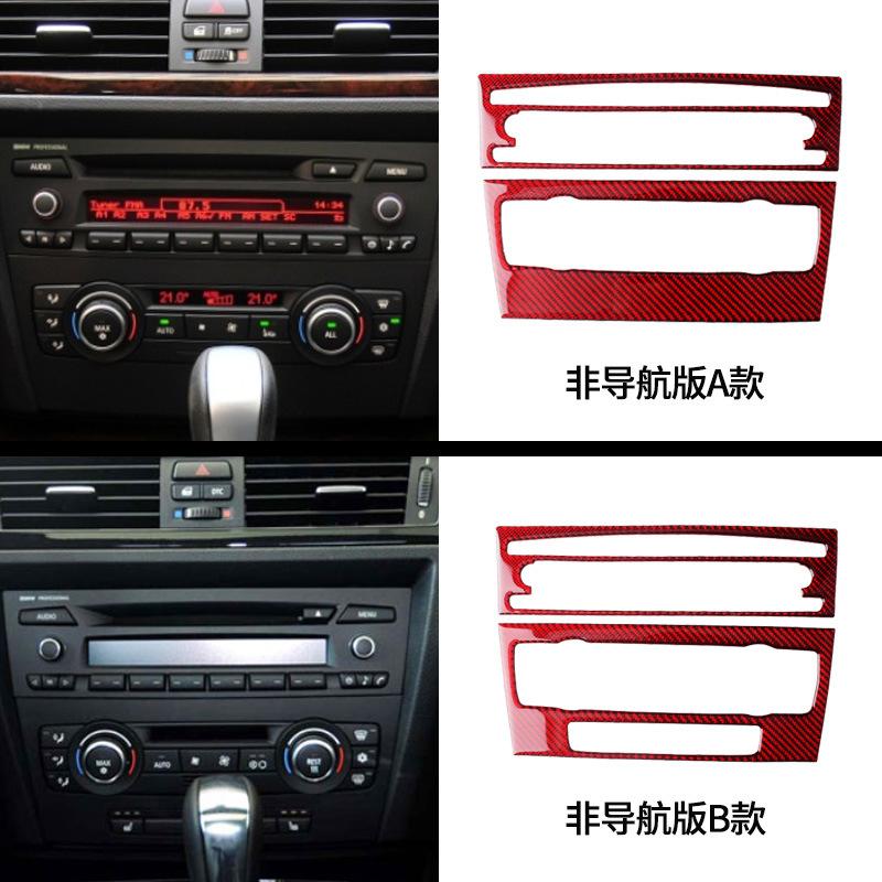 for BMW 3 Series e90 interior modification E92 center console air conditioner cd panel carbon fiber red decorative stickers