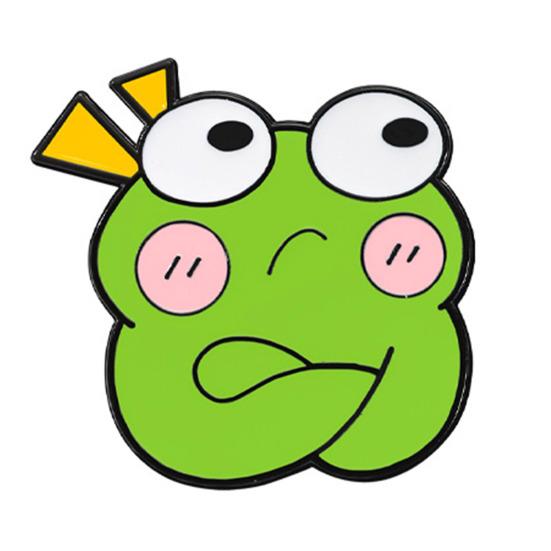 Brooch Pin Cartoon Frog Design Zinc Alloy Pin Hand-Painted Enamel Glaze Suits Coats Sweaters D