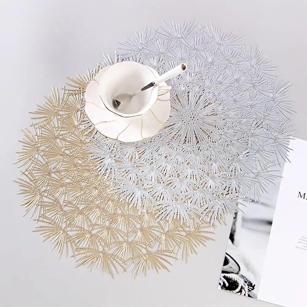 Placemat Elegant Tablemats Dandelion Flower Shape Placemats PVC Place Mats For Kitchen Dining Table Holiday Party