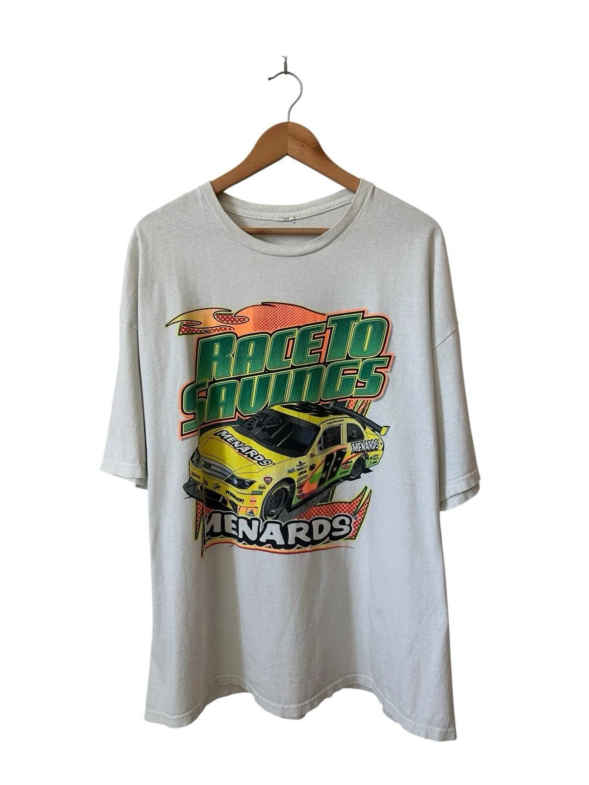 Menards Nascar Racing T Shirt Men’s 2XL White Race To Savings XL