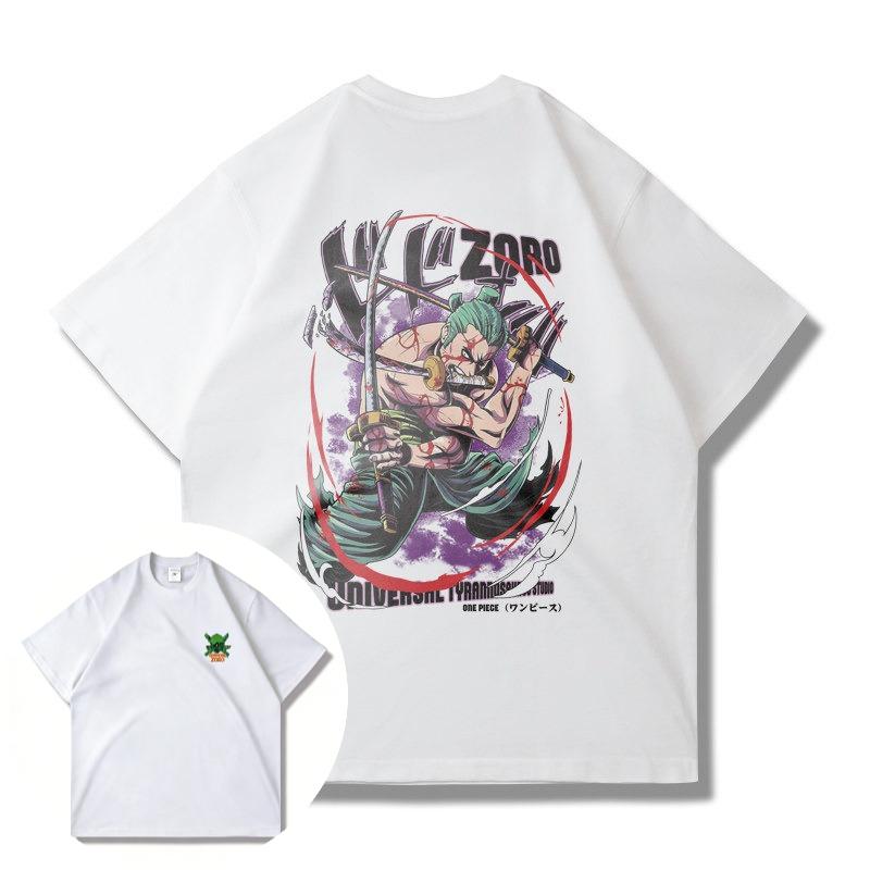 One Piece Anime Print Jointed Shortsleeved Tshirt for Unisex and Women Made of Pure Cotton Thick and Loose Suitable for Summer