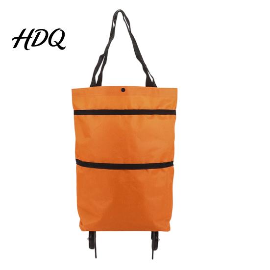 Outdoor Picnic Utility Tote Foldable Shopping Bag with Wheels Heavy-Duty Waterproof Oxford Cloth Grocery Cart Space Saving Organizer Reusable Roller