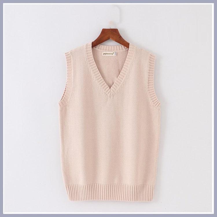 Gilet a Maglia Senza Maniche Donna Uomo Scollo a V Preppy Studenti Ragazzi Ragazze Classico Primaverile Maglione Lavorato a Maglia Moda Coreana Gilet Retrò