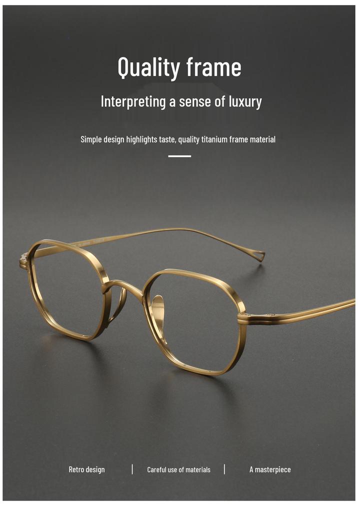 Retro Pure Titanium Unisex Myopia Glasses Frame - High Prescription, Small Square Polygon Frame
