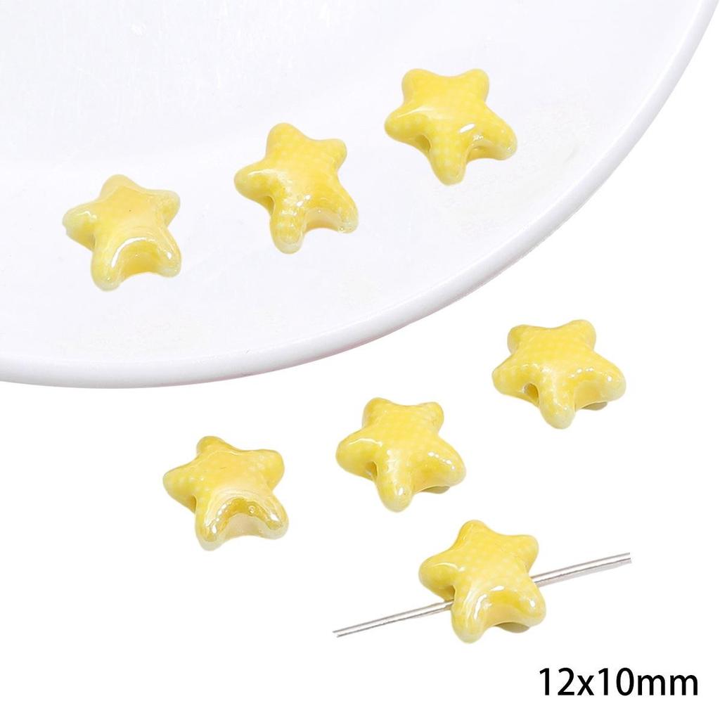 Yellow Hand-Painted Ceramic Cartoon Beads for DIY Bracelets, Necklaces, and Phone Chains