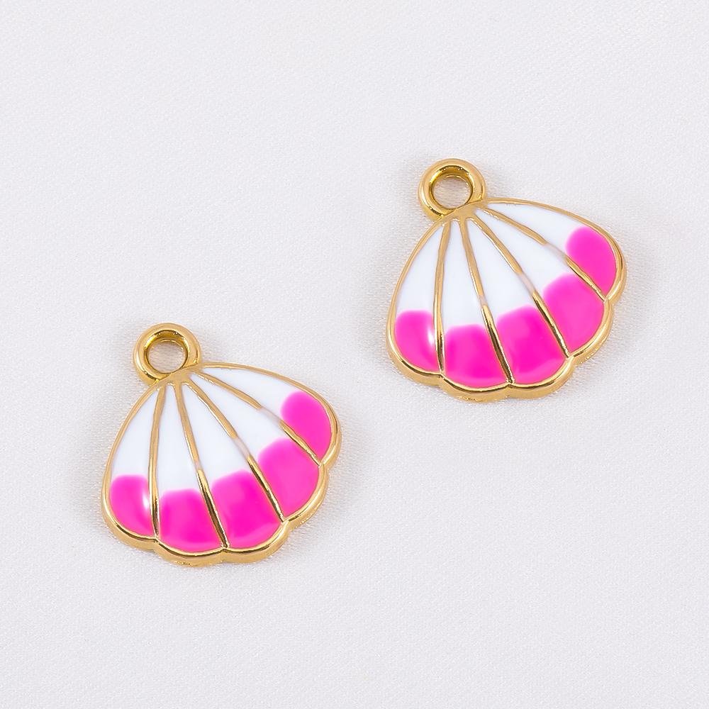 10pcs Cute Green Purple Pink Enamel Ocean Crab Conch Fishtail Heart Charms Alloy Pendants DIY Necklace Bracelet Jewelry Findings