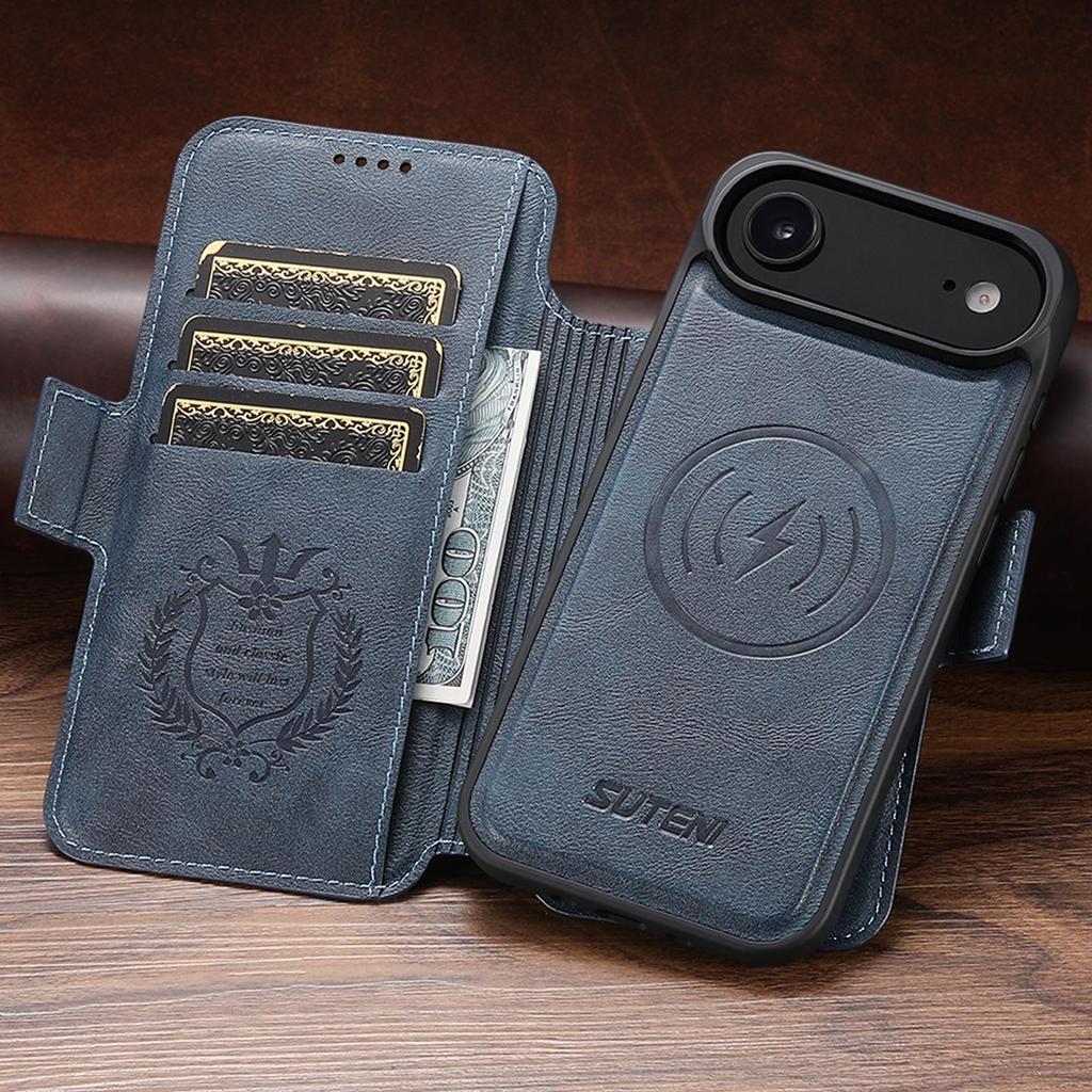 iPhone 17 Pro Max/Samsung S25U Magnetic Flip Leather Case with Wireless Charging