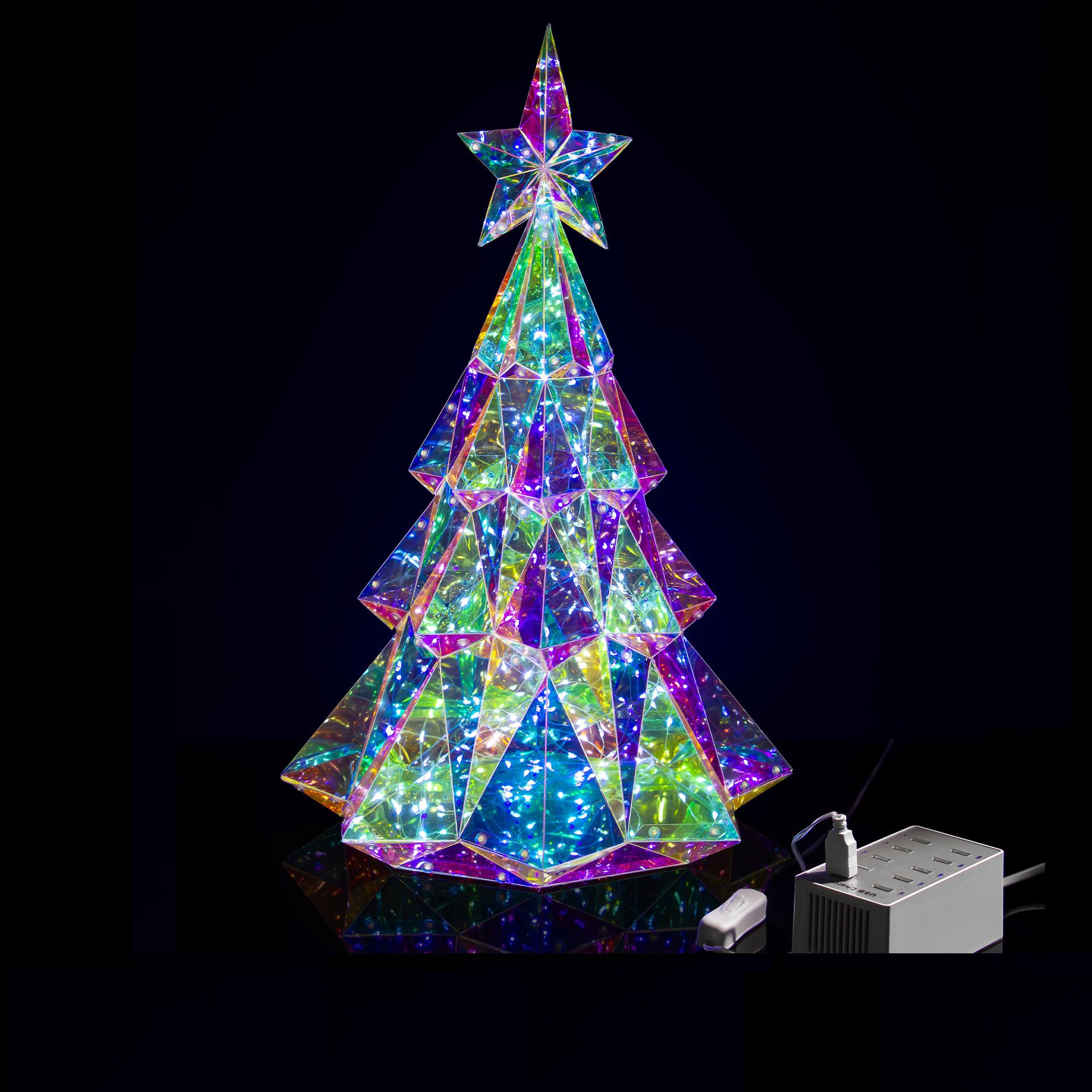 Christmas Colorful LED Tree Light, Glowing Christmas Tree Decoration, Holiday Venue Layout Ornament 11.7*13.5*20CM