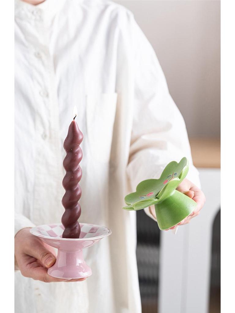 Creative Romantic Ceramic Candlestick for Fresh Desktop Decoration