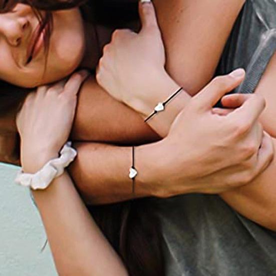 Simple Heart-shaped Wax Thread Knitting Blessing Card Lovers Bracelet Gift Set