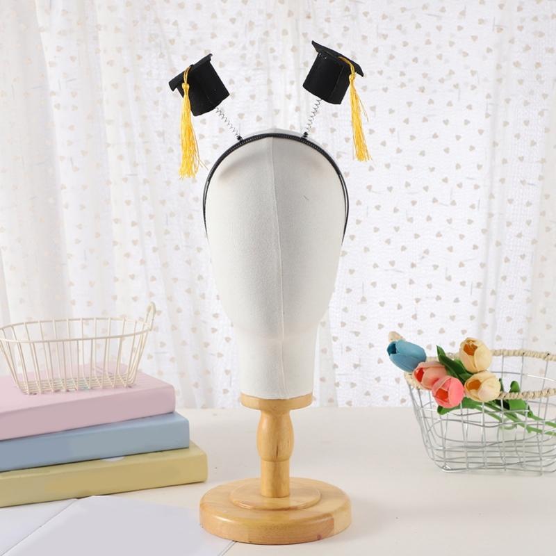 Adjustable Slip Resistant Graduation Hat Hairband With Mini Stereoscopic Doctoral Headdress For Commencement Event