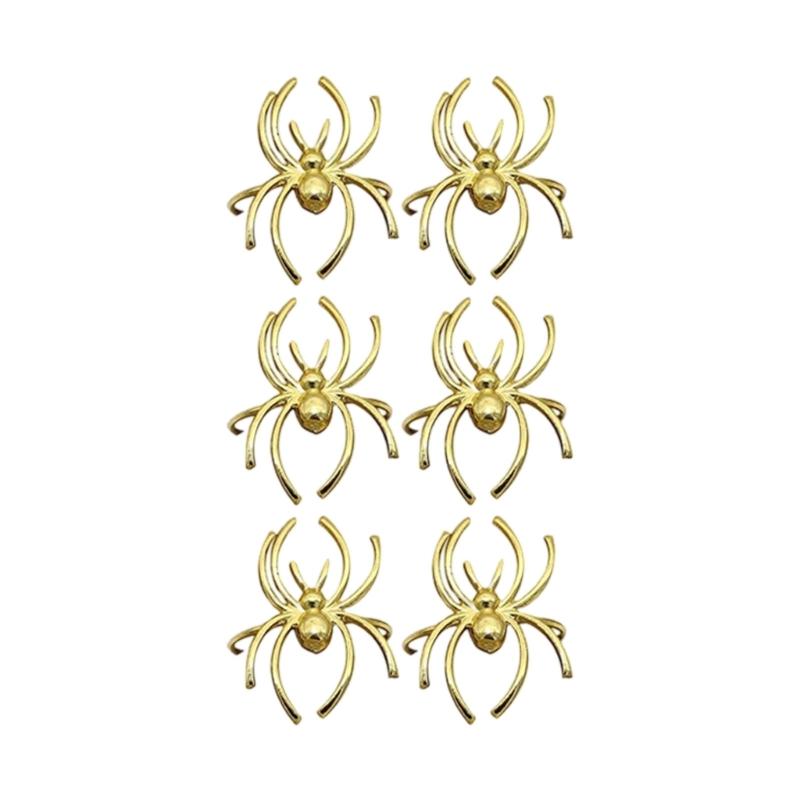 Pack of 6 Elegant Spiders Designs Napkin Rings Holders Halloween Kitchen Decoration With Rustproof Metal Finish