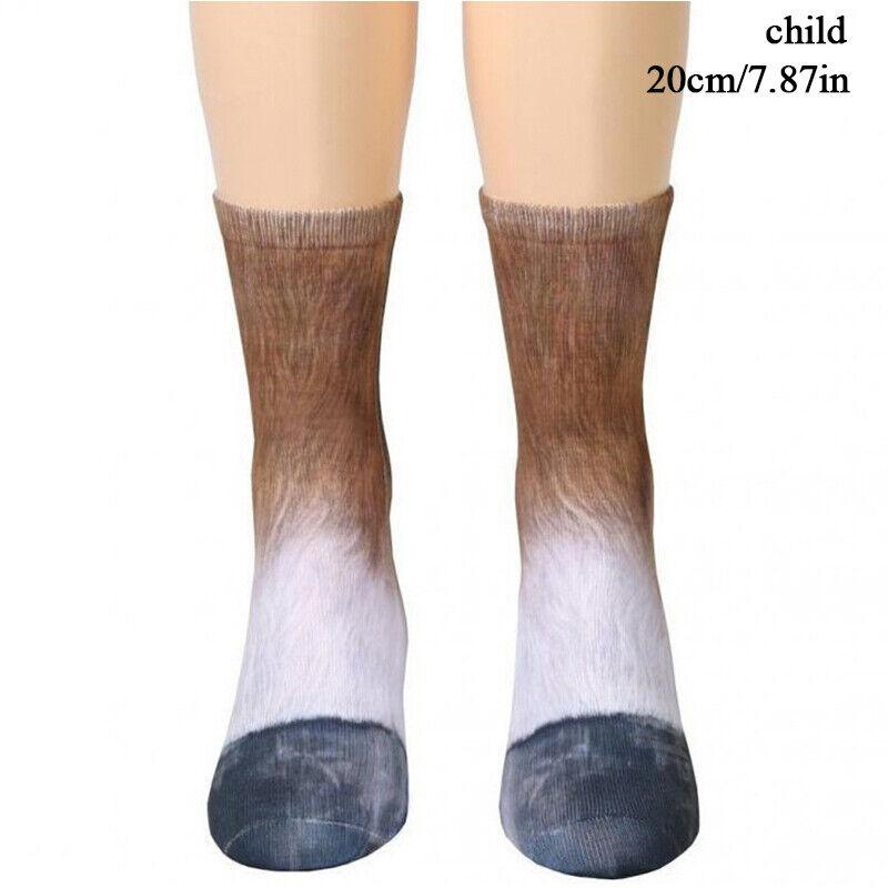 

Забавные эластичные носки унисекс для взрослых и детей, носки с 3D принтом в виде лап животных, Великобритания child horse