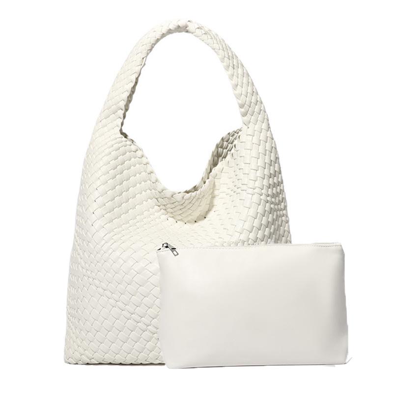 Women's Large Capacity Woven Shoulder Bag – Versatile Tote for Shopping, Commuting, and Everyday Use