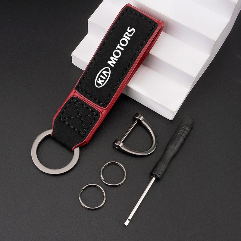 RAWN4 High Grade Leather Car Keychain With Keyring For Kia Rio Picanto Sportage Niro Morning Ceed ProCeed Stonic KN Venga Cerato Forte