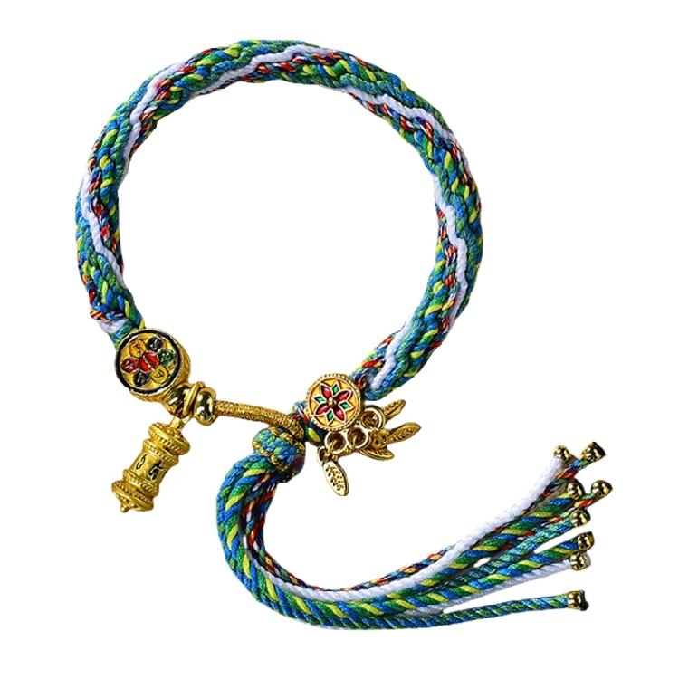 

Прочный Хлопок Тибетский Стиль Модный Браслет для Женщин Отражающий Культуру и Индивидуальность в Повседневной Жизни синий