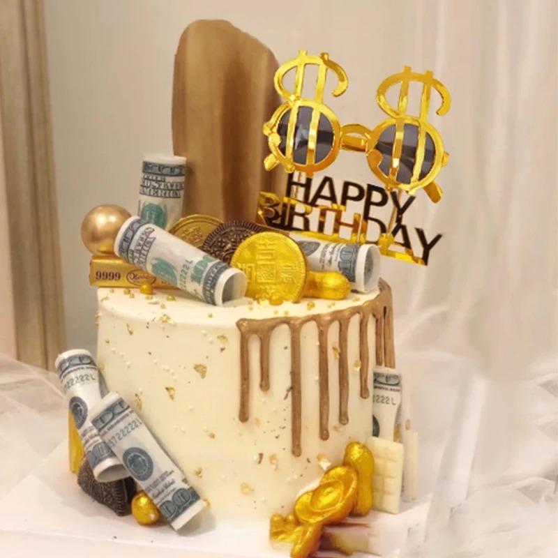 Funny Birthday Glasses, Creative Happy Birthday Party Decor, Cake Topper Decorations for Kids Birthday Party Cake Decor