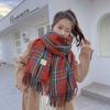 British retro plaid fringed scarf for men and women, versatile in autumn and winter, extended wool, advanced sense, thickened student scarf