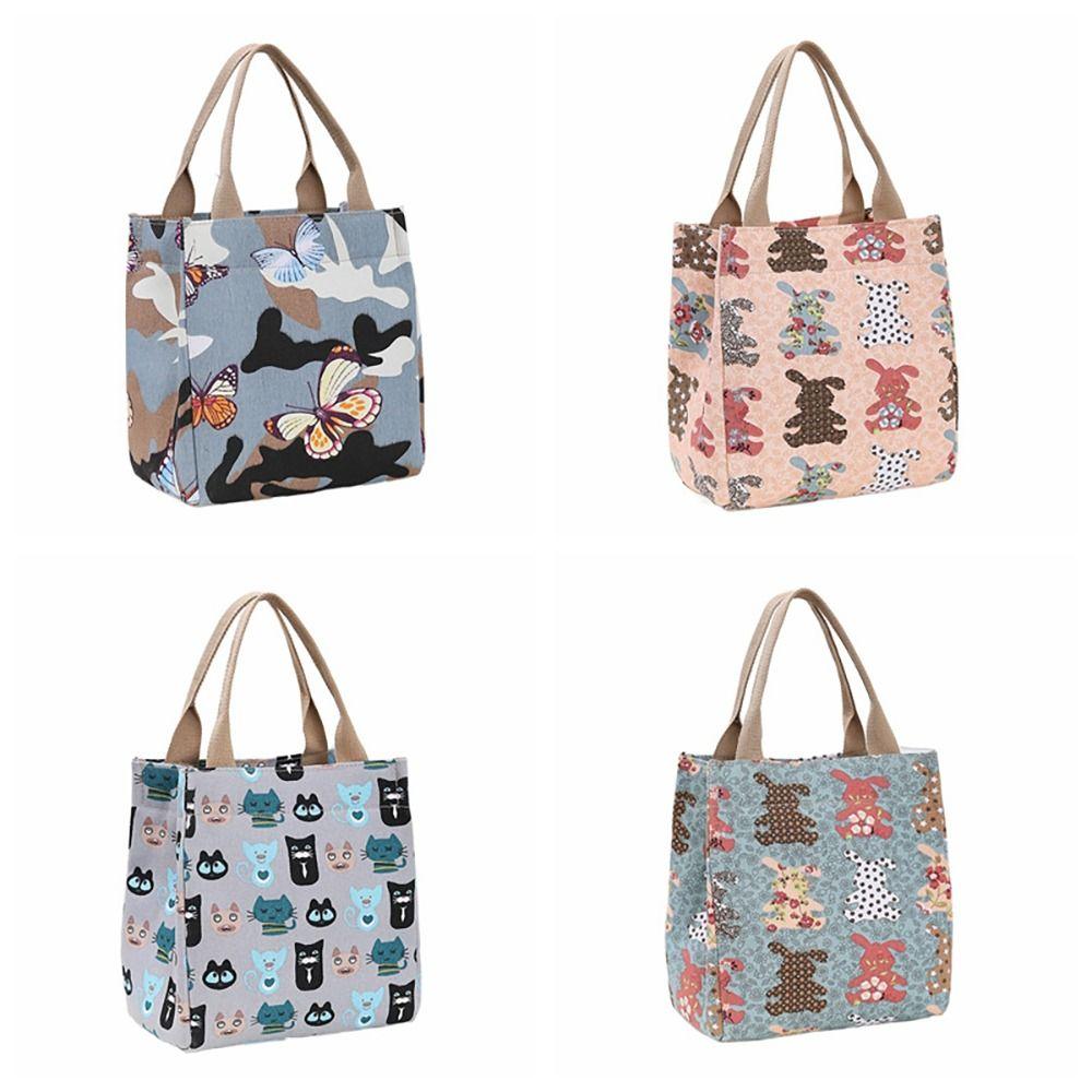 

Cartoon Lunchbox Thickening Tote Bag Cute Storage Bag Work Green Rabbit