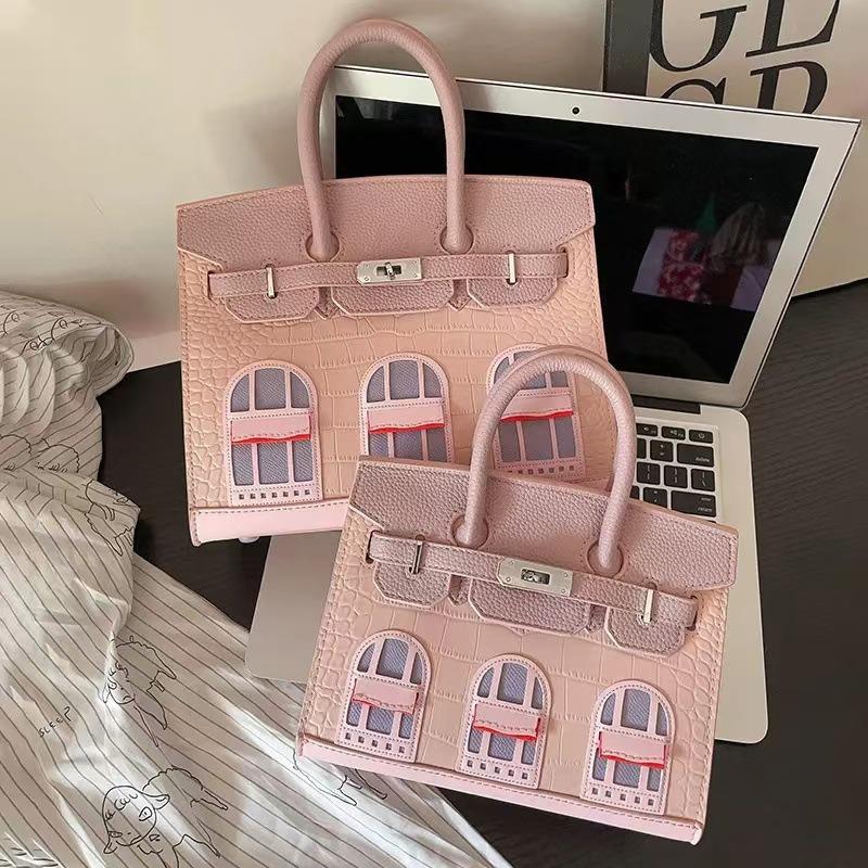 Kleines Haus High-End Rindsleder Krokodilmuster kontrastierend Platin Tasche neue Mode Schulter Umhängetasche Handtasche