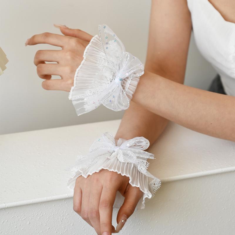 Perfect Match Multilayer Ruffle Lace False Sleeves Wrist Cuff Detachable Super Fairy Elastic Hand Cuffs Sweater Decorative Flared Sleeves