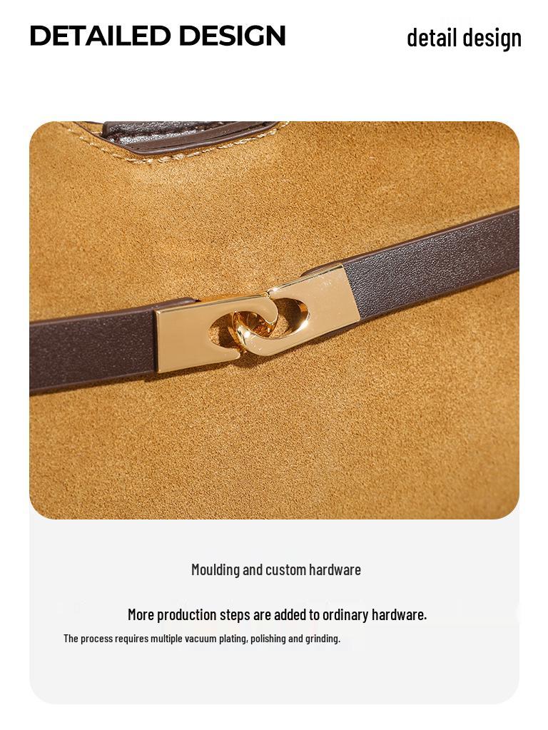 Vintage Suede Hobo Shoulder Bag - Large Capacity, Simple Design for Women