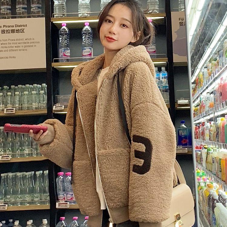 

WTEMPO Однотонные Толстые Теплые Пальто из Овечьей Шерсти Ветрозащитные Холодостойкие Осенне-Зимние Женские Больших Размеров Куртки из Поларфлиса XXL хаки