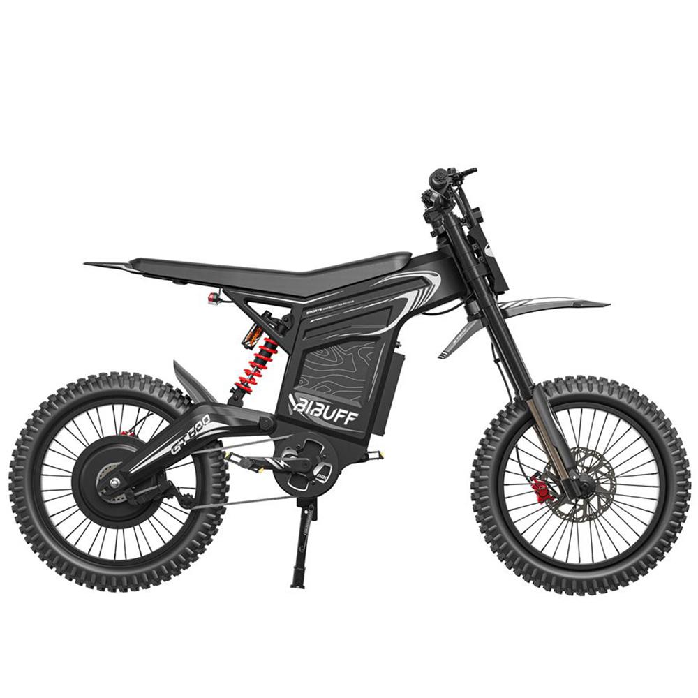 Bibuff GT600 Elektrisches Offroad-Fahrrad 7500W Spitzenmotor 19" Reifen Elektrisches Mountainbike 72V 30Ah Hydraulische Bremsen Höchstgeschwindigkeit 80 km/h Grau