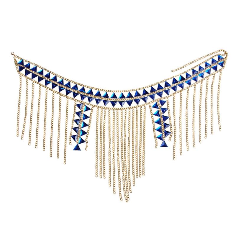Mehrschichtige Schulterketten Quasten Körperketten Kristall Taille Bauchketten Legierung Körper Schmuck für Strand Nachtclub