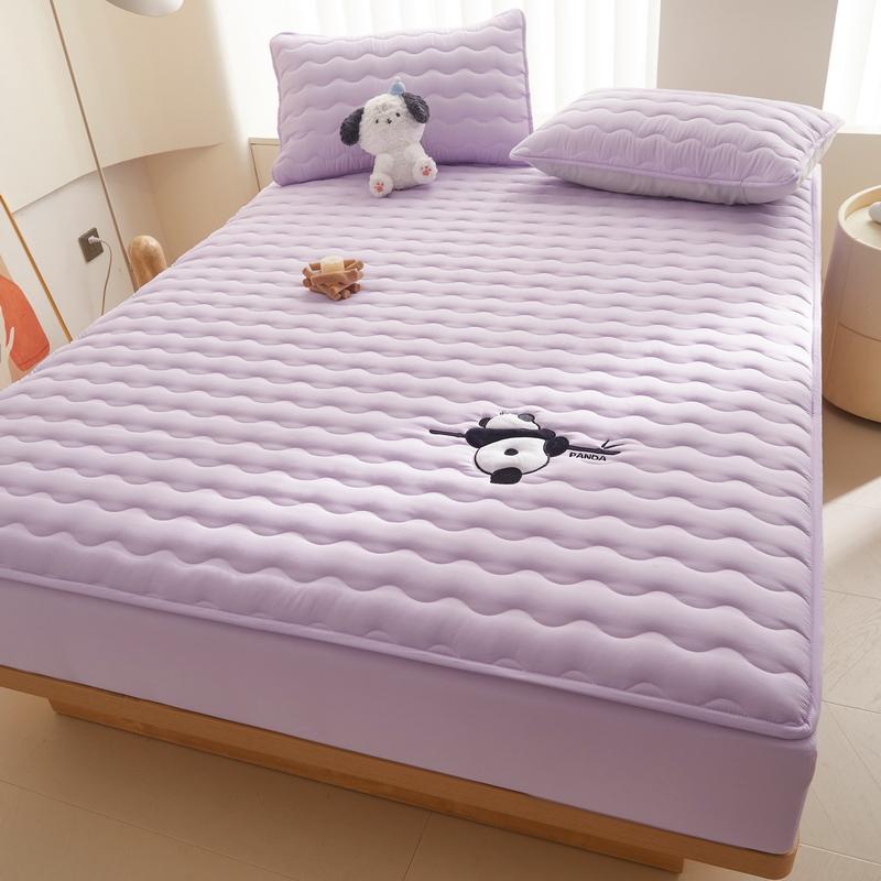 Cute Panda Embroidery Mattress Cover Soft Quilted Bed Pad Protector for Kids Girls Autumn Winter Fitted Sheets with Deep Pocket