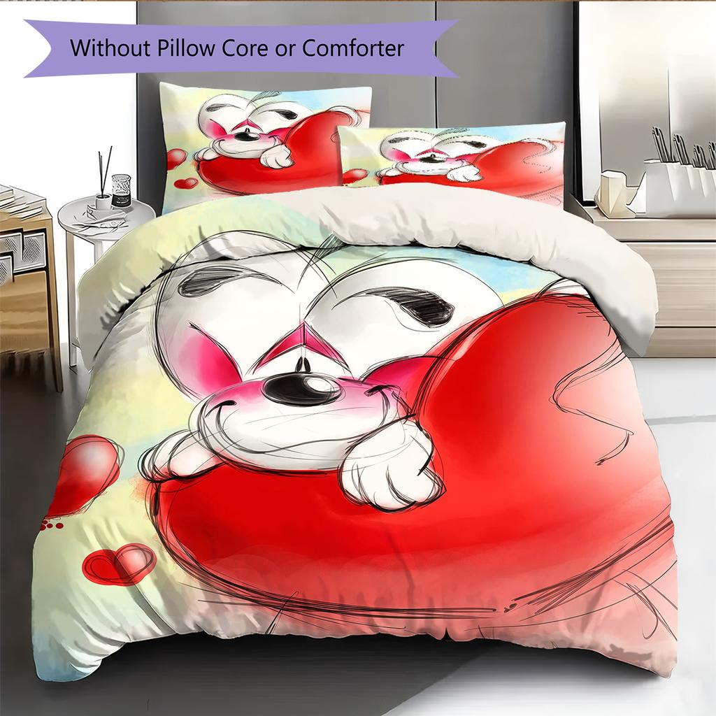 Diddl2 Pattern Bedding Quilt Set Home Decoration Gift (1 * duvet cover + 2 * pillowcase without core)